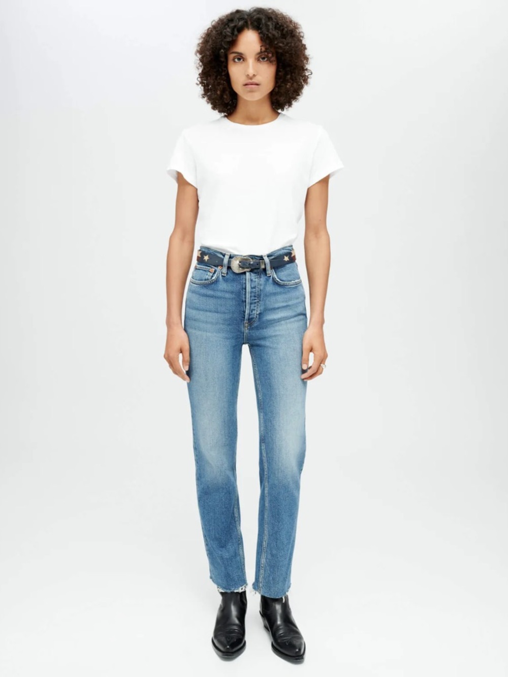 Re/Done Comfort Stretch High Rise Stove Pipe Jean Mid 70s Wash Size 28